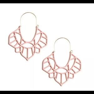 Plunder Satin Earrings -Gold Hoop with Decorative Coral Design.